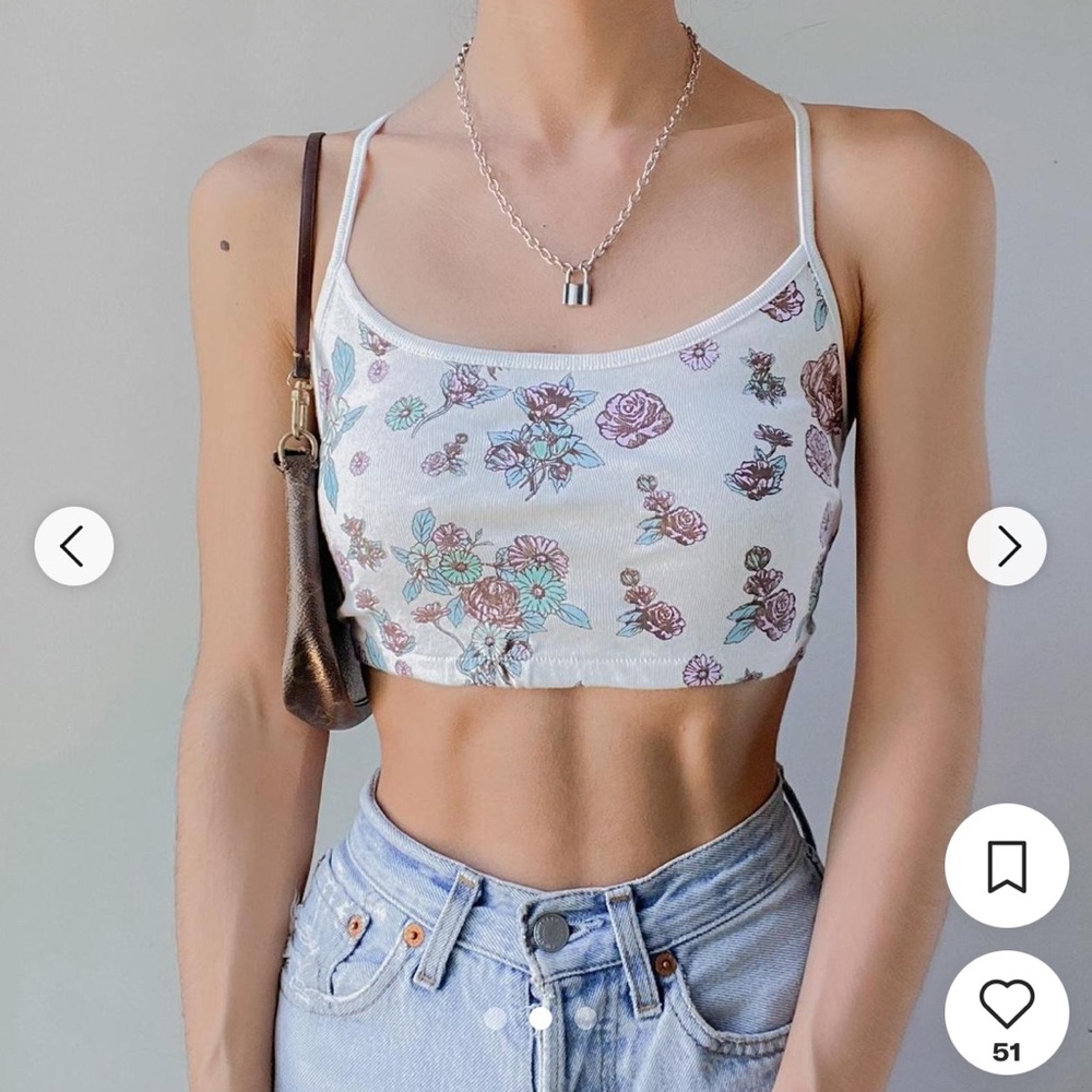 Urban Outfitters Floral Camisole - White and Multicolor